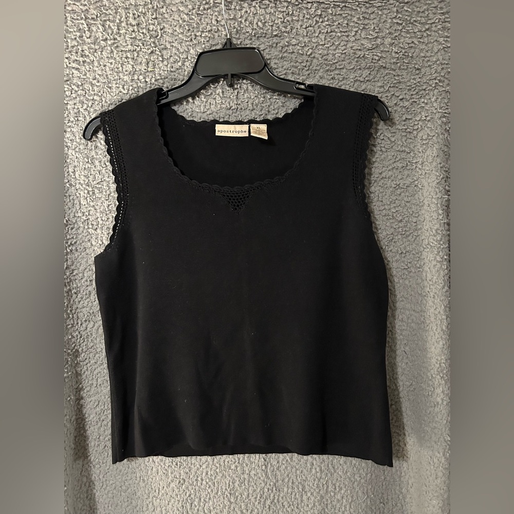 Apostrophe Black Lace Trim Tank Top